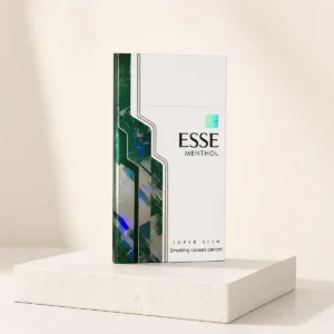 ESSE Menthol Mechanical Green Super Slim packaging photographed for a neutral product reference entry page