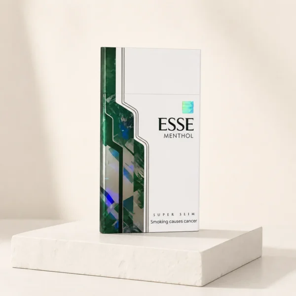 ESSE Menthol Mechanical Green Super Slim packaging photographed for a neutral product reference entry page