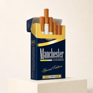 Manchester Blue Special Edition packaging photographed for a neutral product reference entry page