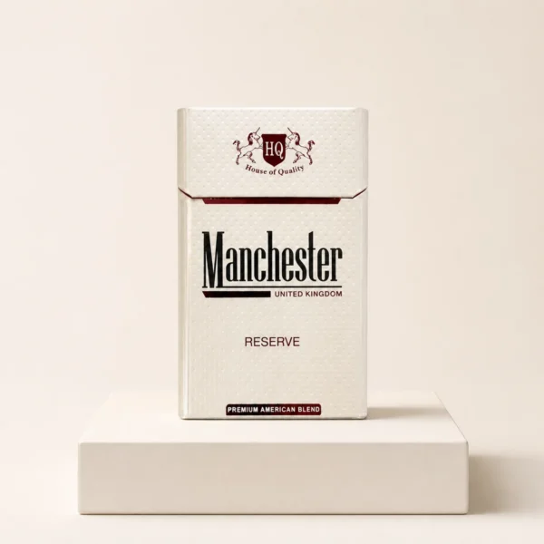 Manchester Reserve packaging photographed for a neutral product reference entry page