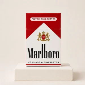 Marlboro Red packaging photographed for a neutral product reference entry page