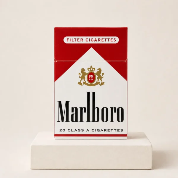 Marlboro Red packaging photographed for a neutral product reference entry page