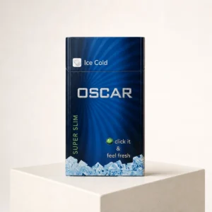 Oscar Super Slim Ice Cold packaging photographed for a neutral product reference entry page
